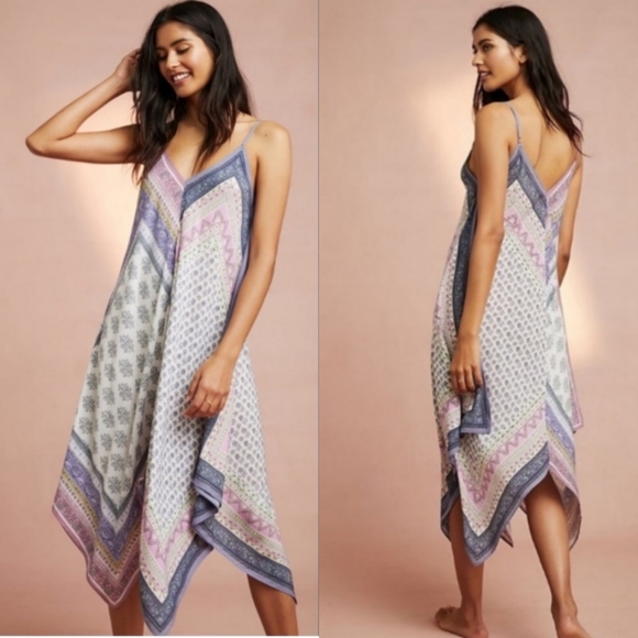 Anthropologie Dresses & Skirts - Anthropologie Floreat Scarf-Printed Slip Dress size Medium